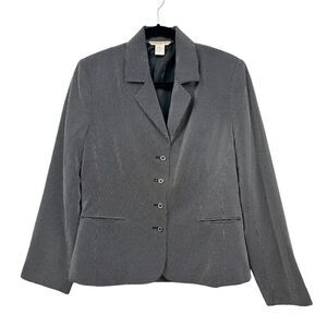 Massini Womens Blazer‎ Suit Notch Collar Button Lined Nailhead Black White Sz 8